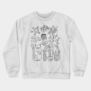 Looking out - Cat & Plants Crewneck Sweatshirt